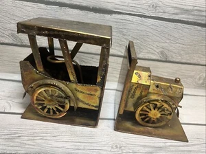 Scaffale fermalibri vintage brutalista metallo rustico vecchio arredamento - Foto 1 di 12