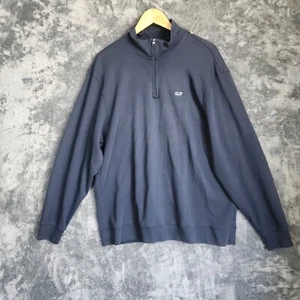 Vineyard Vines Mens XL Blue Sweatshirt 1/4 Zip Pullover Pima Cotton Hiking Boat - Picture 1 of 10