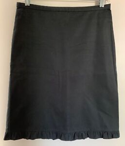 Tommy Hilfiger Sz 2 Black Ruffle Hem Skirt Side Zipper Women's