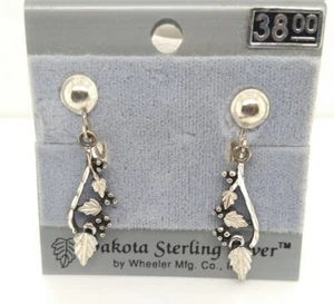 Sterling Silver Black Hills Earrings Grapes Leaves WM Wheeler 925 Clip-on A - Picture 1 of 4