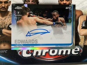 2019 Topps UFC Chrome Leon "Rocky" Edwards 1st Auto, Refractor Base Auto, Rookie