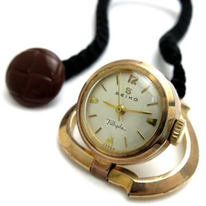 Seiko Purple Vintage Pocket Watch Manual Gold Plated Open Face 32mm Japan 1950s - Picture 1 of 7