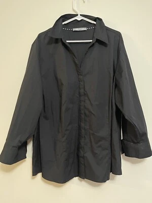 NWT Riders by Lee Women's Plus Long Sleeves 3X Hidden Buttons Up Black Shirt - Image 1 of 4