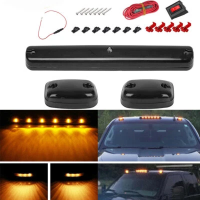 Conjunto completo de luces LED marcadoras de techo de cabina ámbar conjunto para 07-21 Chevy GMC 2500HD 3500HD Foto 1 de 4