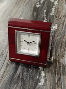 Office Editions Mahogany Clock Pen Stand Includes Silver Finish Pen OM96128 New - Picture 1 of 5