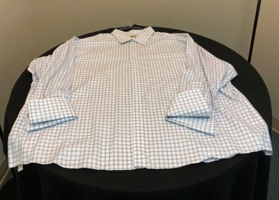 Joseph Abbound /White Blue and Black Check Dress Shirt /Cuff Links Required / 22 - Image 1 of 4