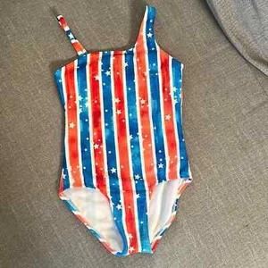 Cat & Jack Red, White and Blue Stars and Stripes One Piece Swimsuit Size S (6/6X - Picture 1 of 11