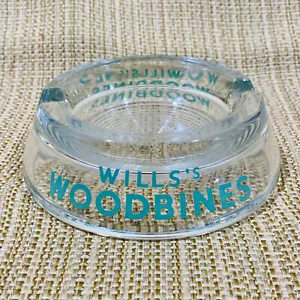 Cenicero de vidrio publicitario de cigarrillos inglés Wills's Woodbines de colección - Imagen 1 de 6