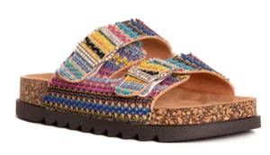 GOLD & GOLD GI10 ZAPATILLAS DE MUJER DE PIEL CON DOBLE HEBILLA AZUL - Imagen 1 de 4