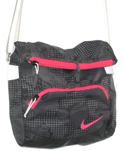 NIKE Gray/Black/Pink Grid Camo Nylon Y2K Crossbody 3-Pocket Side Hiking Bag - Picture 1 of 8