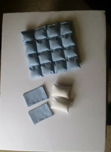 Dollhouse Miniature Bedding Baffled Comforter Set 1:12 Scale Blue Handmade - Picture 1 of 3