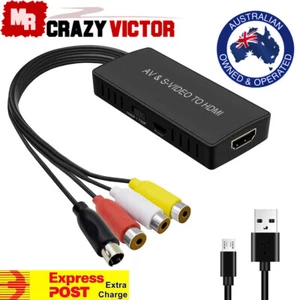 SVideo to HDMI Converter, S-Video and 3RCA CVBS AV to HDMI Adapter 1080P/720P - Picture 1 of 8