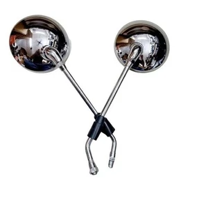 Side View Mirror Pair Chrome Fit For Royal Enfield Interceptor GT 650 - Picture 1 of 7