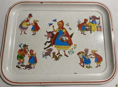 Vintage ‘Little Red Riding Hood’ Metal Tray 14”x10” - Image 1 of 4