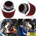 2Set Universal Red 76mm Air Kit Induction Filter Sports Car Chrome Cone Finish