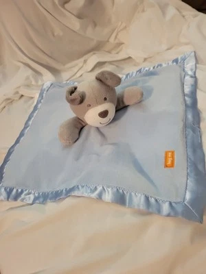 Manta/Lovey de seguridad Just One You gris cachorro perro azul satinado sonajero "abrazame" Foto 1 de 4