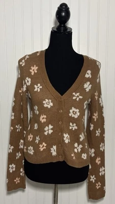 Cárdigan Suéter Floral American Eagle Recortado Tostado Para Mujer Talla Mediana Hippie Foto 1 de 4