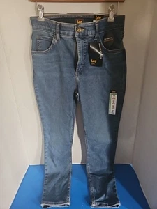 Lee Woman Size 8 Short Jeans High Rise Regular Fit Blue Straight Leg Stretch New - Picture 1 of 5