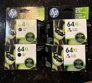 Posten 4 Original HP 64 XL Schwarz & Tri-Color Tintenpatronen EXPSept & Nov. 2019 - Neu - Bild 1 von 4