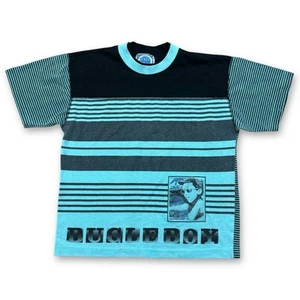 Vintage 90s Bugle Boy Surf Beach OP Style T Shirt Youth Large AOP Stripes Slater - Picture 1 of 10