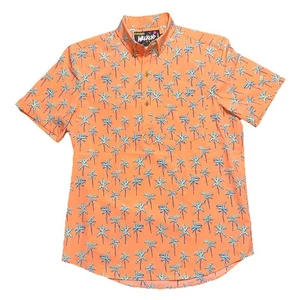 Camicia Chubbies Weekend Wear SS uomo arancione grafica stampa all over abbottonata - Foto 1 di 7