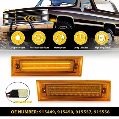 2 Front Side Marker Light For GMC K5 Jimmy Suburban R1500 Chevrolet Blazer Amber - Imagem 1 de 4