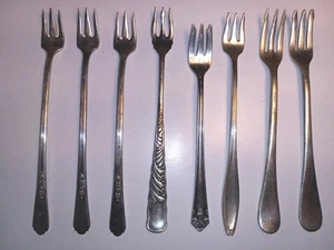 8 Vintage Silverplate Cocktail, Seafood Forks - Picture 1 of 3