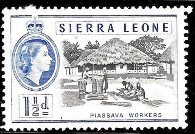 Sierra Leona 1956 Isabel II SG#212 trabajador de piassava MN OG VF arquitectura Foto 1 de 2