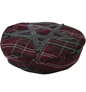 Killstar Gothic Goth Occult Punk Hat Cap Beret - Dark Fate Beret Blood Tartan - Picture 1 of 8