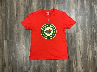 Camiseta Reebok Minnesota Wild Zach Parise Juvenil Grande Roja Manga Corta Gráfico Foto 1 de 4