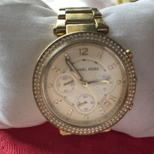 Orologio Michael Kors Parker MK5354 Quadrante Oro Tono Oro Donna 39MM Nuovo Batt