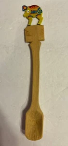 Mexican Latin Ornate Painted Pig Design 9" Wooden Spoon Yellow-Orange-Black - Picture 1 of 5