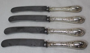 Lazarus Posen 800 Silver Ornate Flatware Set of 4 Dinner Knives Monogram - Picture 1 of 9