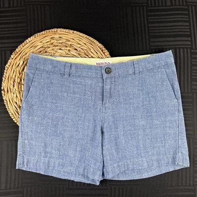 Pantalones cortos chinos Merona para mujer talla 2 azul cambray 100 % algodón entrepierna de 5” pulgadas Foto 1 de 4