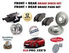 For Kia Pro Ceed 14 2012   New Front And Rear Brake Discs Set And Pads Kit