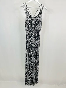 ANN TAYLOR LOFT NWT Maxi Floral Sundress Comfy Size XS Black Print Women's Dress - Picture 1 of 4