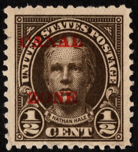 Canal Zone - 1925 - 1/2 Cent Overprinted Olive Brown Nathan Hale Issue # 70 VF