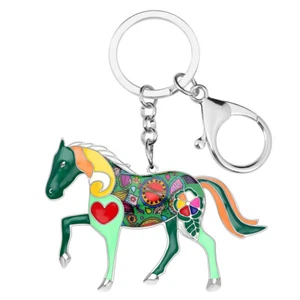 Enamel Alloy Cute Horse Keychain Car Purse Key Ring Animals Jewelry Charms Gifts - Picture 1 of 11