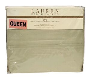 4 Piece Lauren Ralph Lauren Dunham Cotton Sateen Queen Sheet Set Sage Green NIP