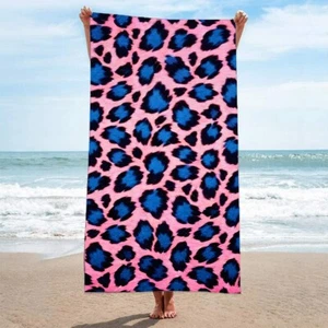 Leopard Print Girl Lady Large Sauna Surf Swim Beach Towel Holiday Birthday Gift - Picture 1 of 21