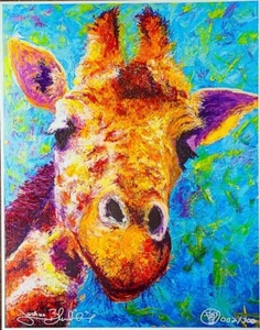 Playful Giraffe Fun Limited Edition 11x14 Linen Fine Art Print Signed #'d /300 - Picture 1 of 3