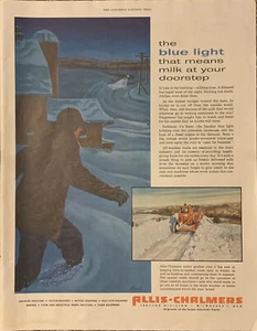 1955 Allis-Chalmers PRINT AD Tractor Motor Grader Snow Plow VTG 1950s Blue Light - Picture 1 of 5