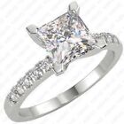 Solid 14K White Gold UK Certified 2.85carat Princess Cut Moissanite Wedding Ring