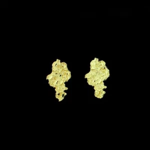 Real 10K Solid Yellow Gold Large Nugget Stud Earrings Diamond Cut Men's Women's - Picture 1 of 4