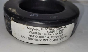 Simpson 01305 Current Transformer, Ratio 400:5, 50-400 Hertz,  600v - Picture 1 of 10