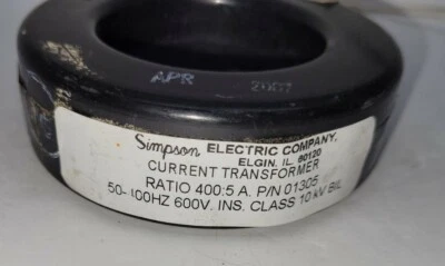 Simpson 01305 Current Transformer, Ratio 400:5, 50-400 Hertz,  600v - Image 1 of 4