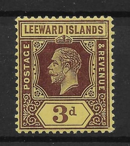 LEEWARD ISLANDS SG51a 1913 3d PURPLE/YELLOW WHITE BACK MTD MINT - Picture 1 of 1