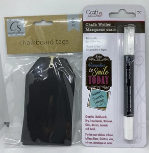 Chalkboard Tags With White Chalk Writer - Picture 1 of 2