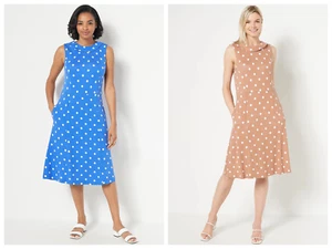 Isaac Mizrahi Live! Petite Printed Polkadot Dress - Size Petite XL *NEW* - Picture 1 of 6