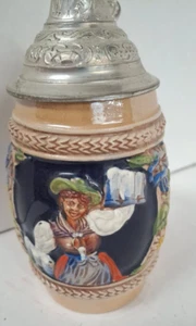 Vintage German Beer Stein w/Pewter Lid 5-1/2" DBGM 53 - Picture 1 of 10